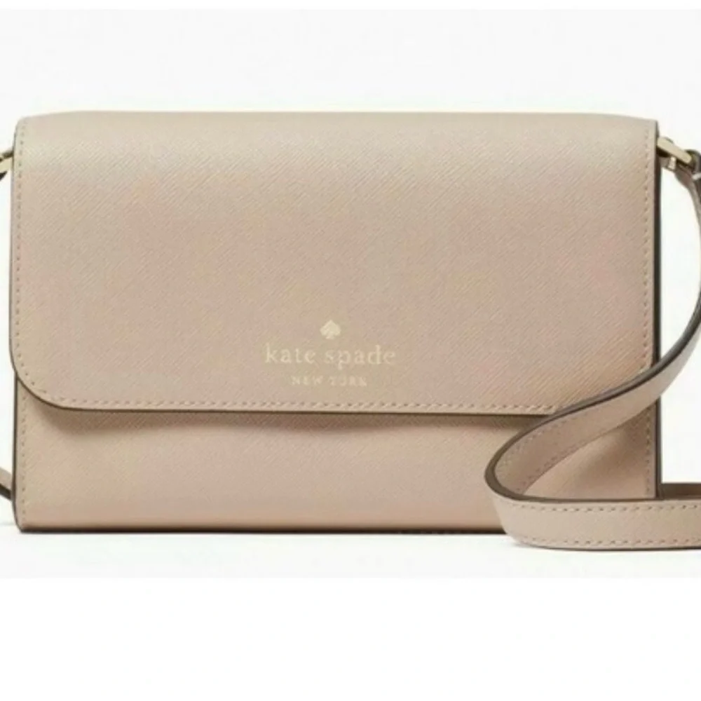 Kate Spade New York Brynn Small Flap Crossbody Bag Warm Beige Saffiano‎ K4804